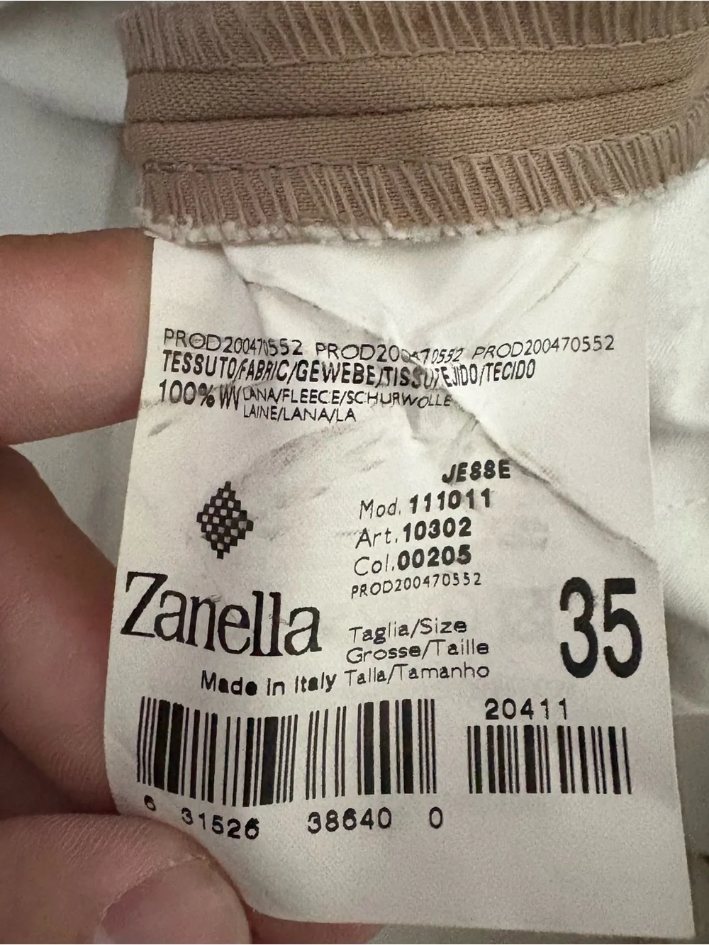 Zanella Jesse Mens Wool Pleated Dress Pants 35x30 Tan Beige Cuffed Slacks Italy⁠